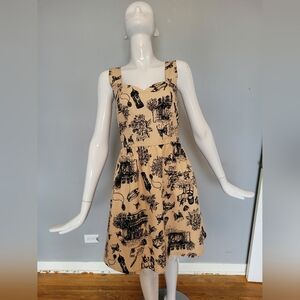 Handmade Paris Print Dress, VGUC, Size S